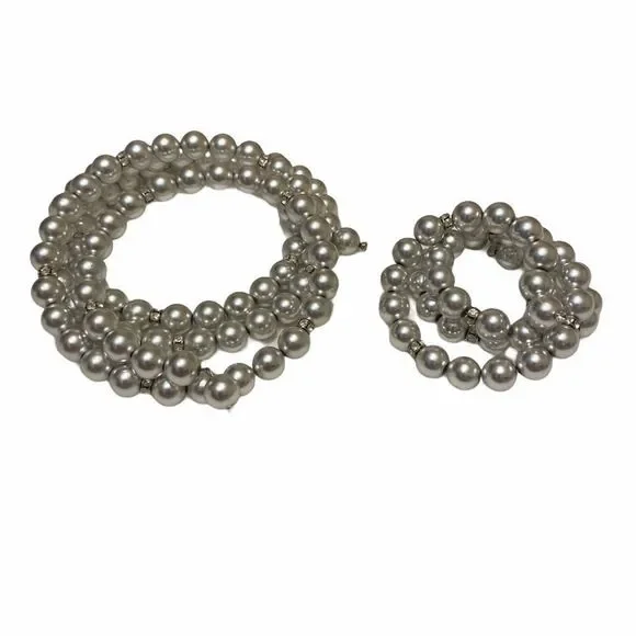 Vintage Silver Ball And Rhinestone Wrap Set - Picture 4 of 12